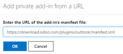 在Outlook中输入附加程序URL