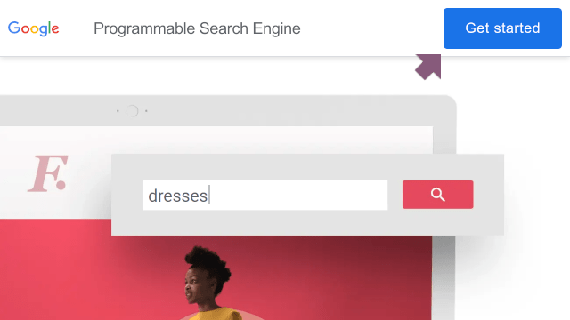 谷歌可编程搜索引擎页面，右上角有**快速入门** 按钮